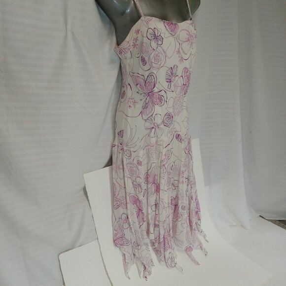 Eva Blue Y2K Fairy Dress 10 Handkerchief Whimsical Fairycore Beaded Floral White - Picture 10 of 16